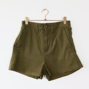 Madewell Perfect Military Twill Camp Shorts Olive Green XXS